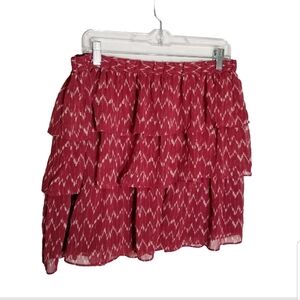 GAP Skirt Women's Large Ruffle Tiered Mini Pull On Geometric Pattern Lined